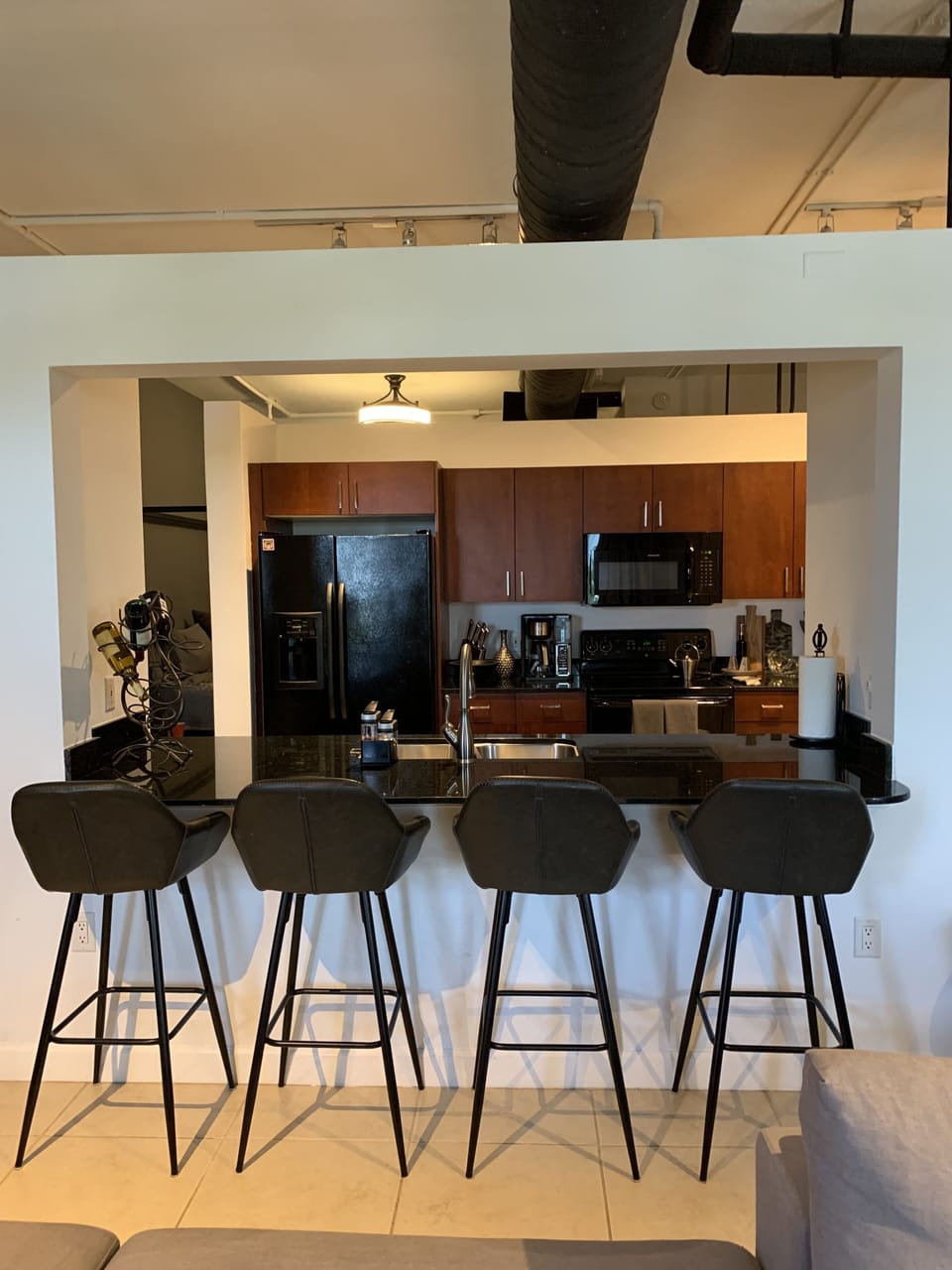 Kitchen island with seating for four. 
