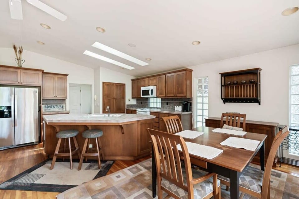 The spacious kitchen provides a variety of cookware so you can easily whip up a delicious meal to enjoy with your group.