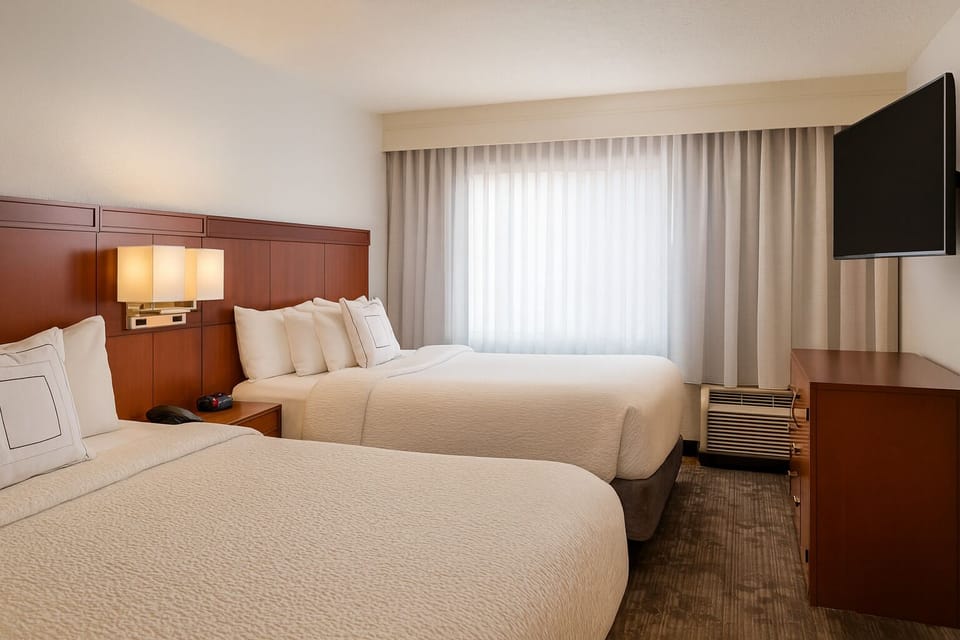 Unwind in crisp double beds with soft, quiet comfort.