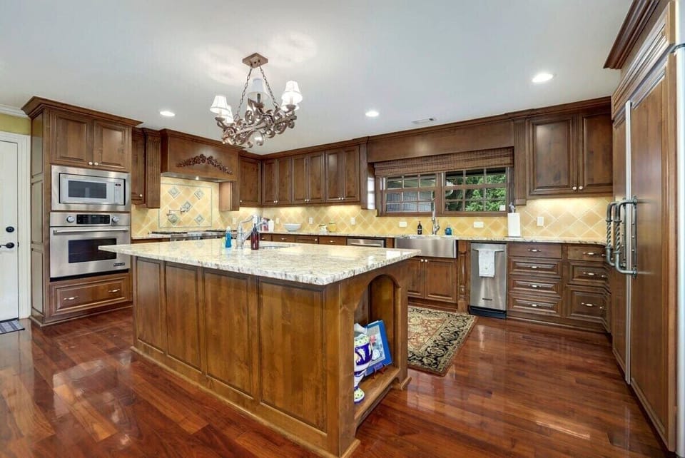 To the right, you'll see our HUGE kitchen.