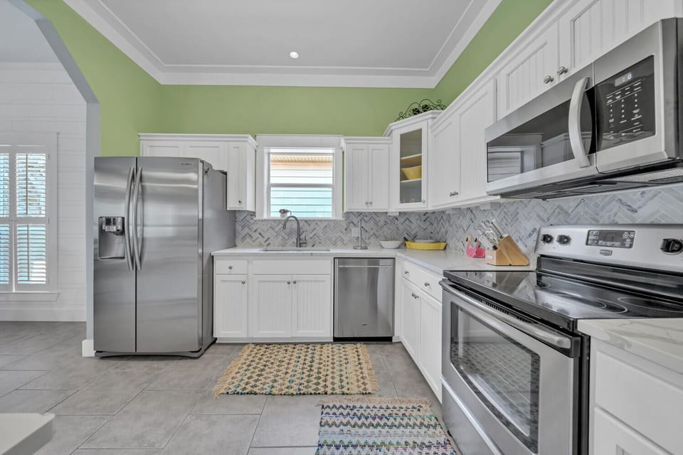 Kitchen with stainless steel appliances