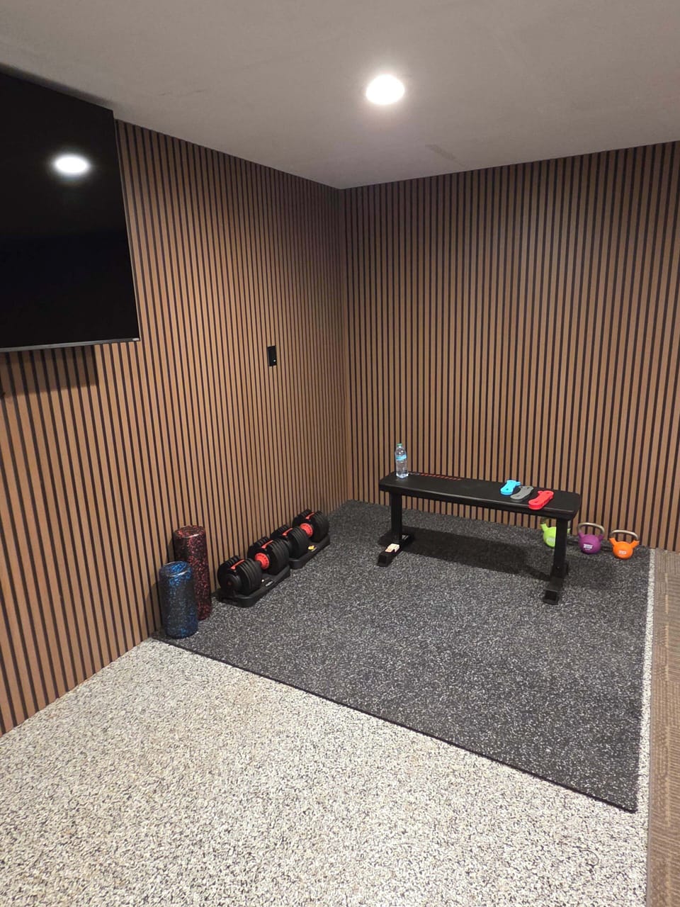 New gym in the garage game room