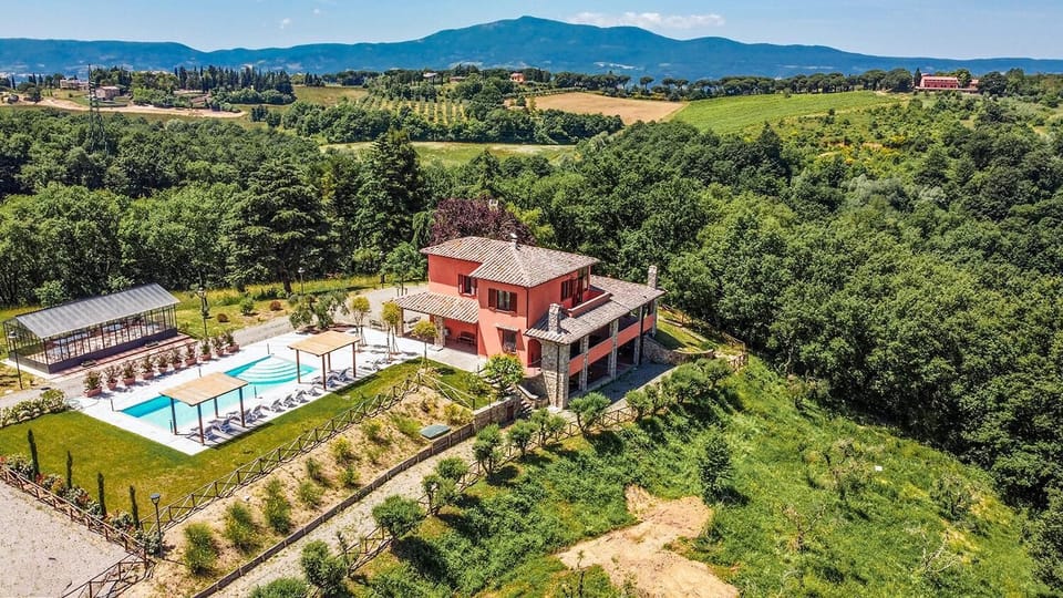 Aerial view showing location of villa