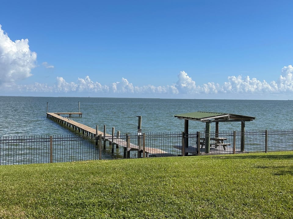 Private Pier with fishing lights.