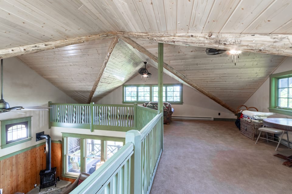 Loft area, accessible by spiral stair. Great for quiet reflection or for kids. 