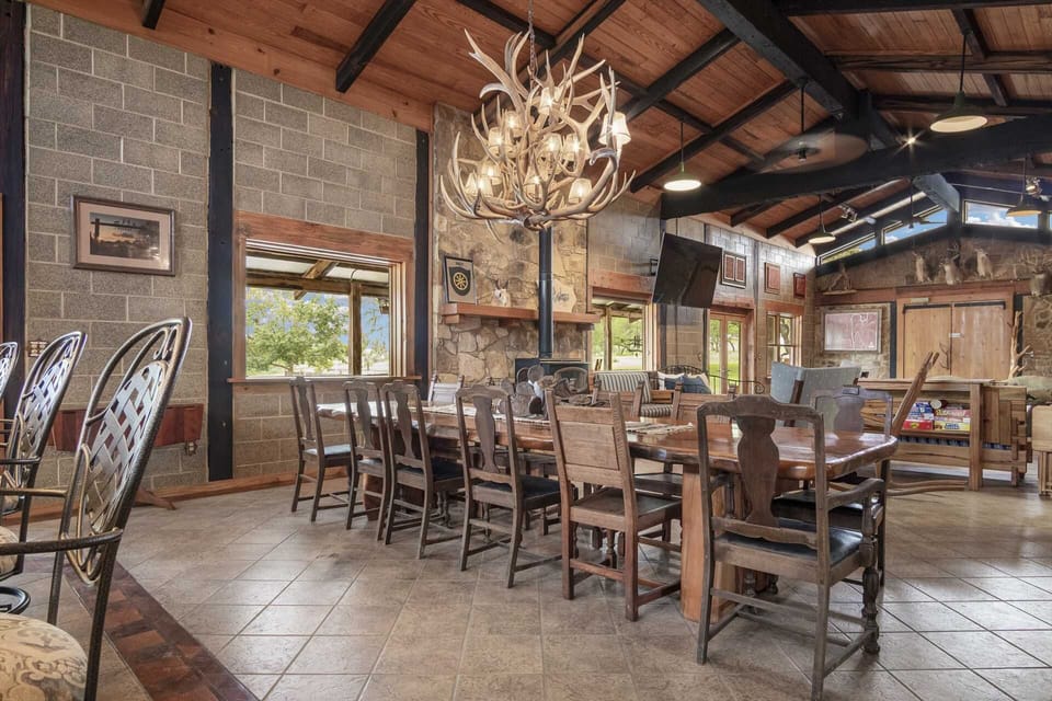 Even the simplest meals become a special event at the Lodge's great big dining table!