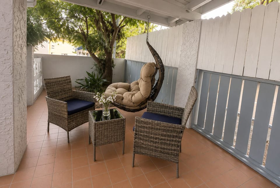 Fenced private patio 