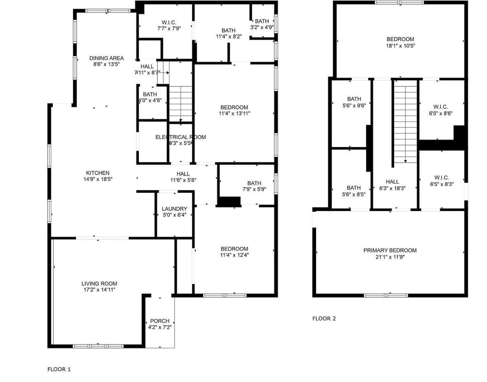 Floor Plan - Downstairs (Left) Upstairs (Right)