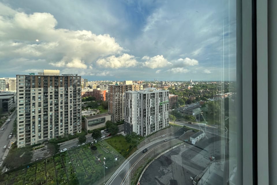 A bird’s eye view of the bustling city from my high-rise condo