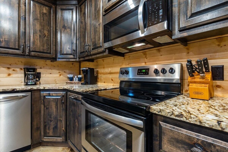 Fully stocked Kitchen with stainless steel appliances