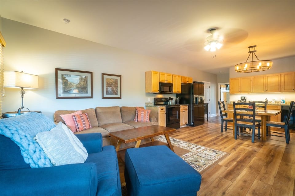 Open concept living and dining area