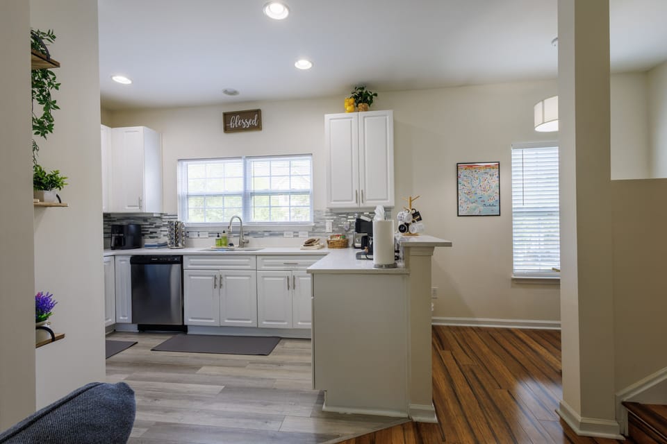 Kitchen with stainless steel appliances