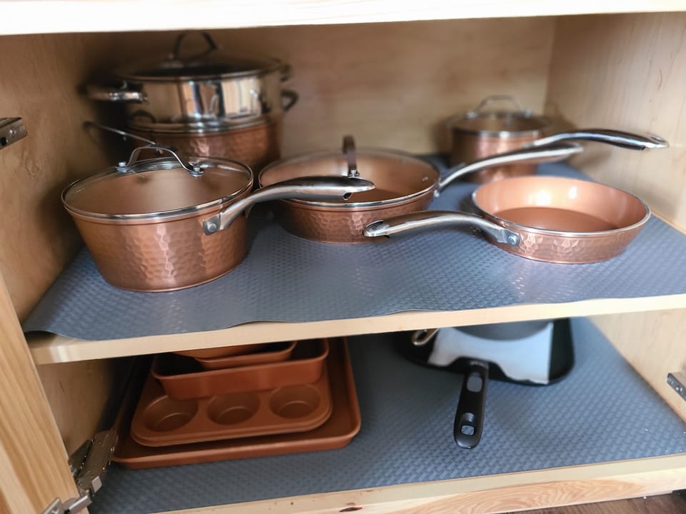 Copper-clad, non-stick cookware