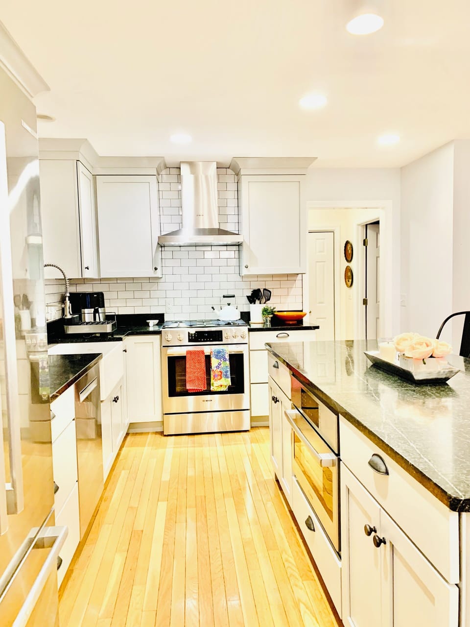 Well appointed, recently remodeled kitchen featuring soapstone countertops.