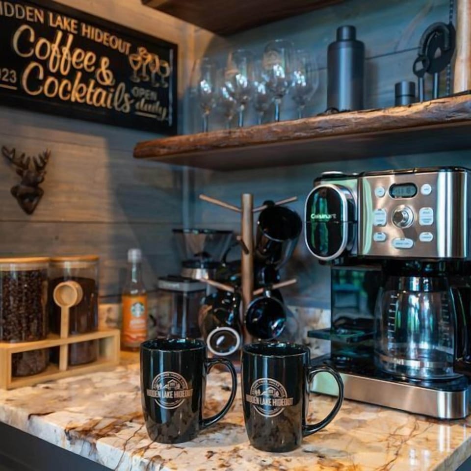Indulge in a delightful coffee experience with our well-equipped coffee bar.  