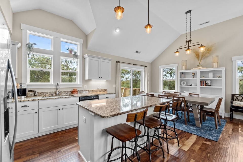 Kitchen with Bar Seating on Third Level