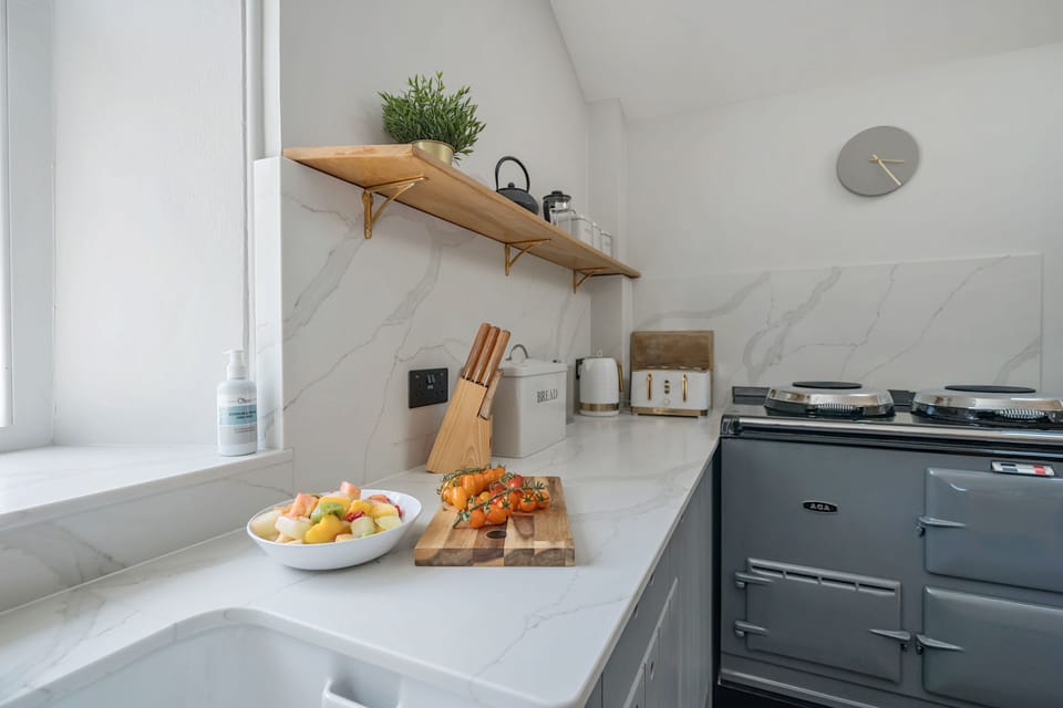 The Old Chapel, Stoke Abbott: The electric Aga taking pride of place in the kitchen