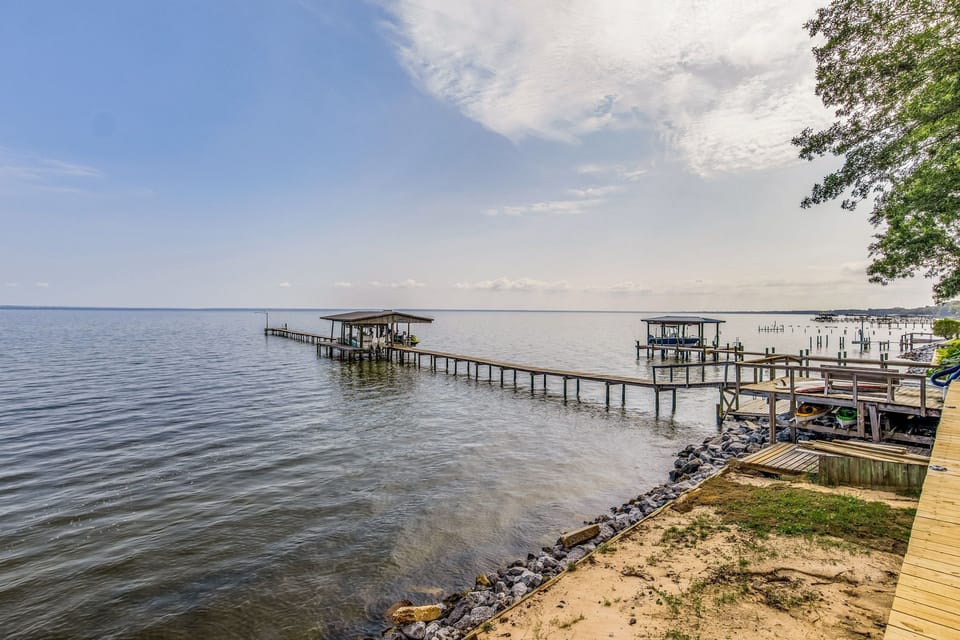 Overlooking the bay at Gulf Breeze waterfront house near Pensacola Beach