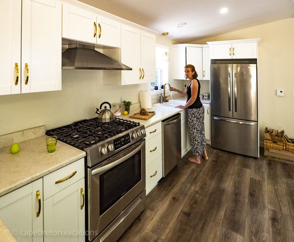 Open Concept Kitchen (Propane Stove) and Living Room