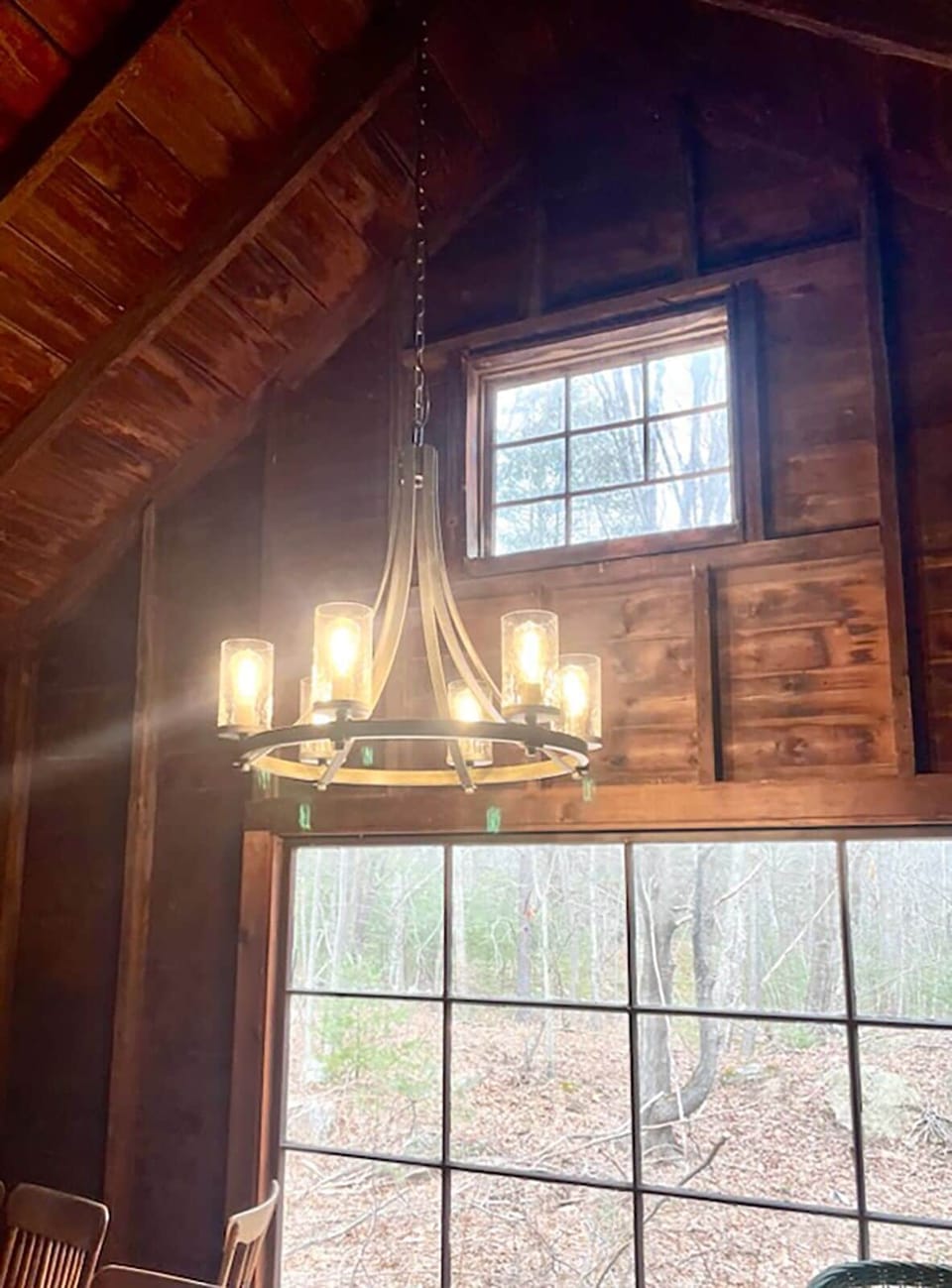 Chandelier in dining area