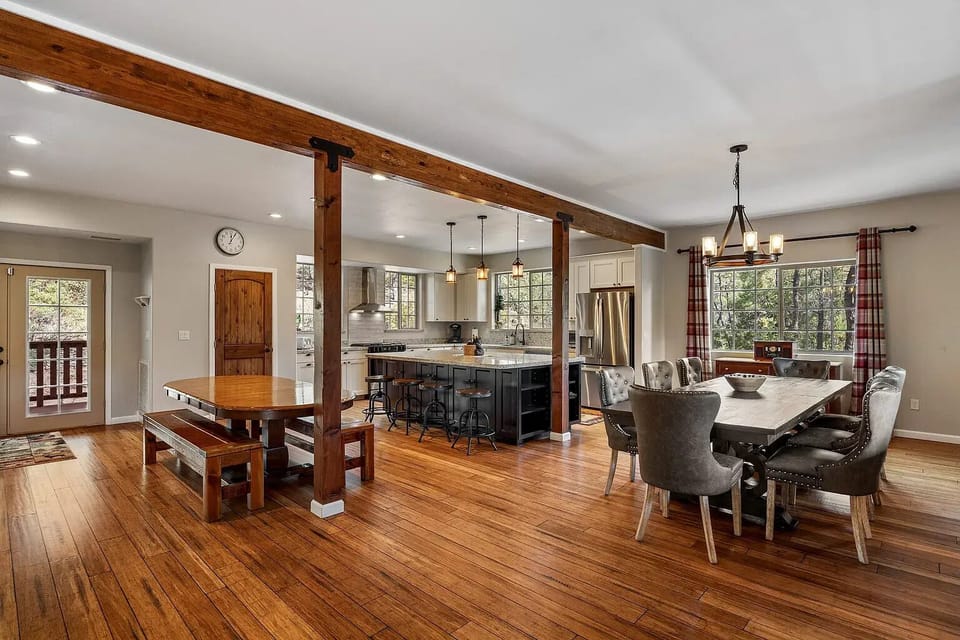 Main Level: Open kitchen and dining area