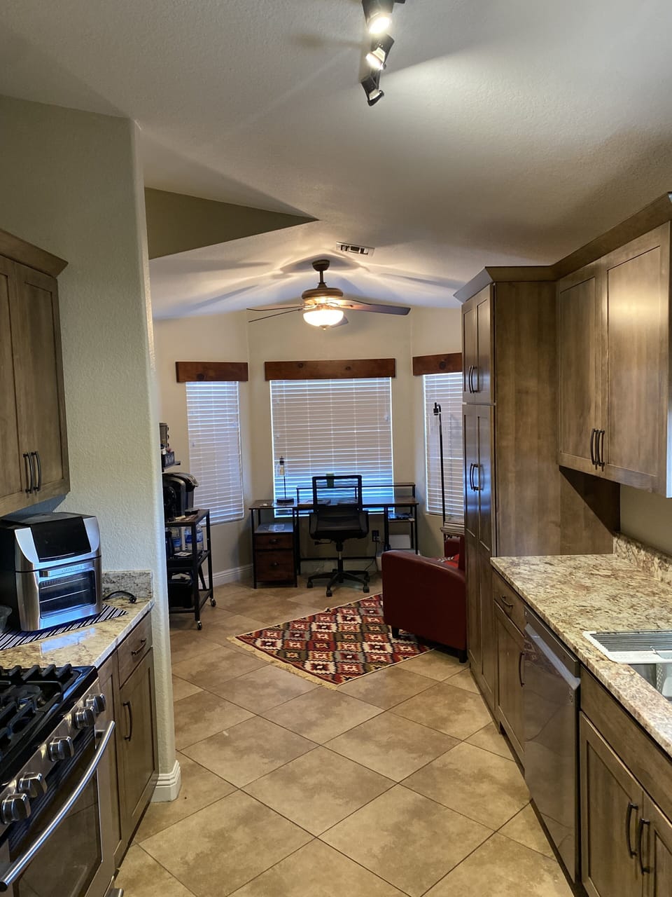 Kitchen. Semi private work space. 