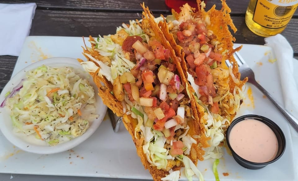Plate of fresh local seafood served at a nearby Anna Maria Island restaurant
