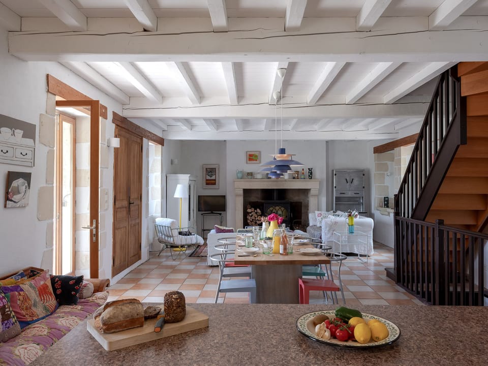 View from kitchen through dining to the living area