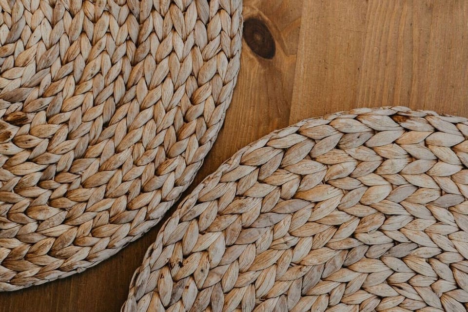 The place mats on the table.
