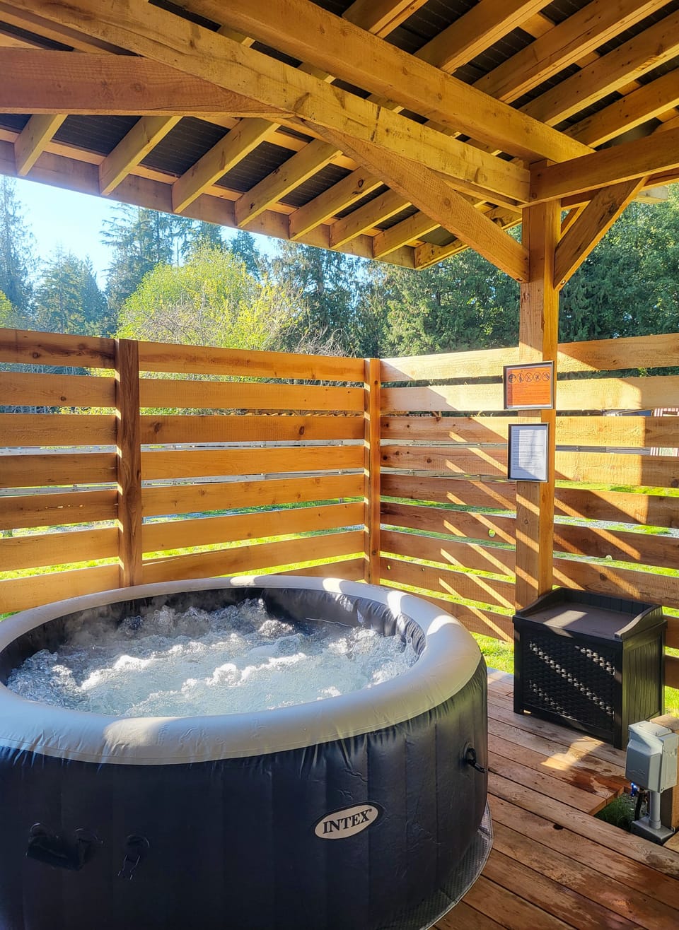 Private hot tub.