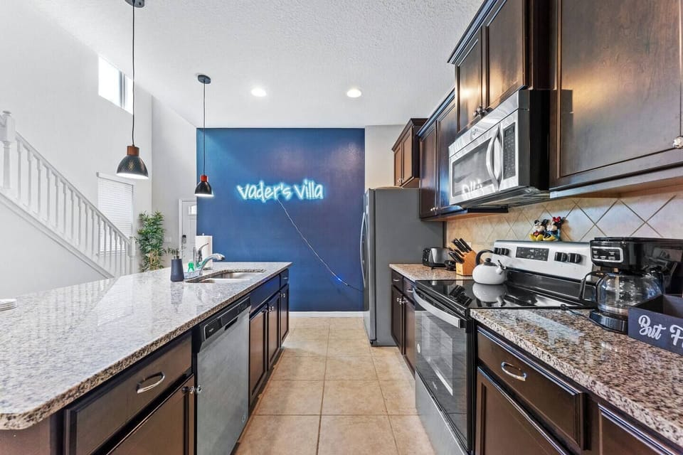 Modern kitchen with updated appliances.