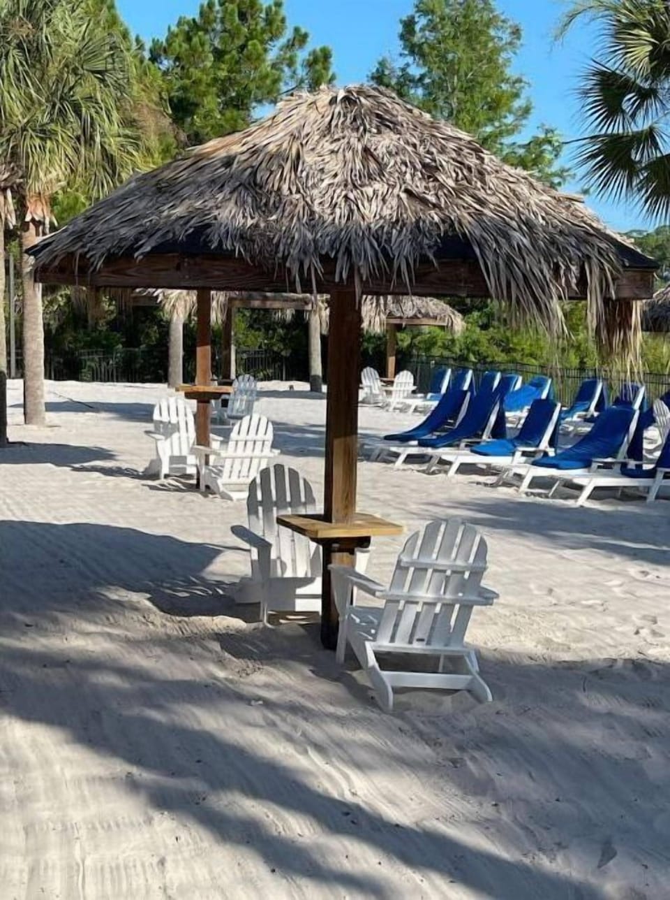 Seating in the beach area beyond the Tradewinds pool