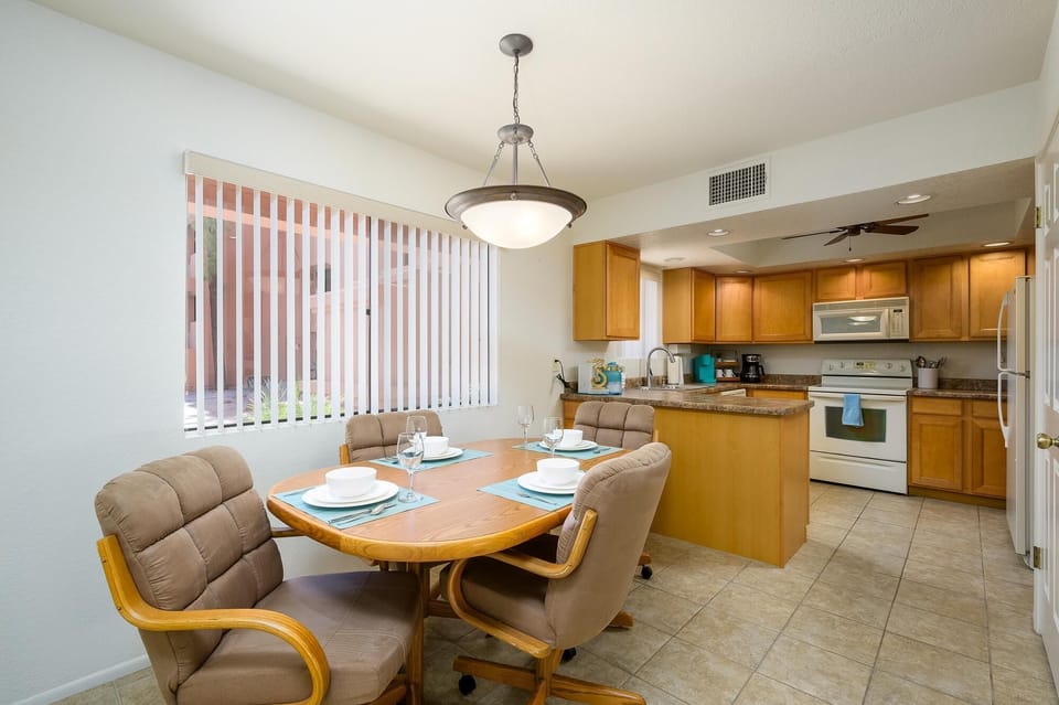 Dining and kitchen area.