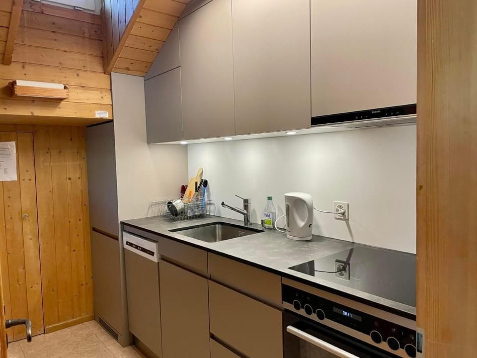 Kitchen with fridge and dishwasher