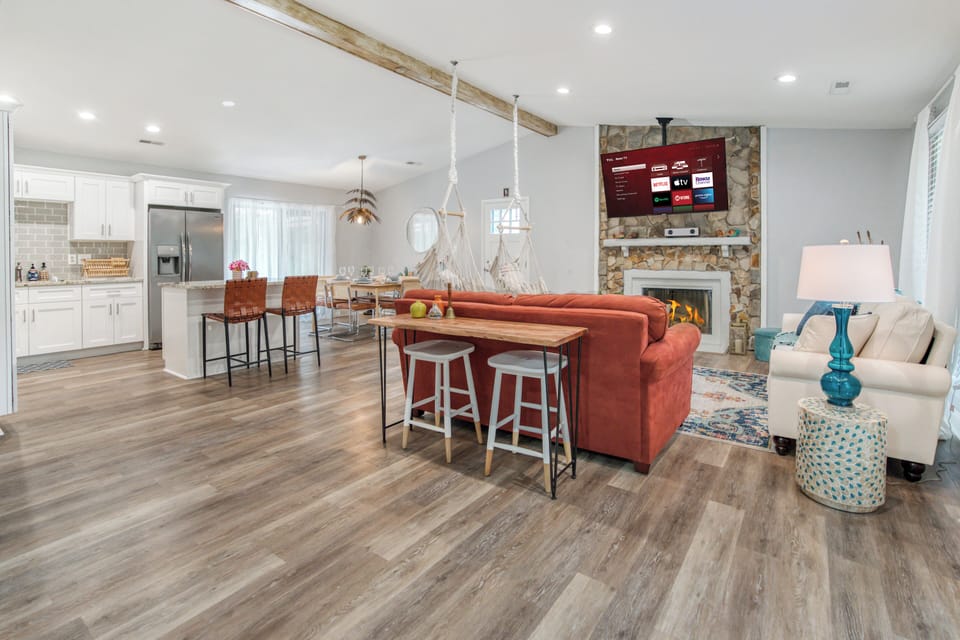Newly renovated and modern open concept living area.
