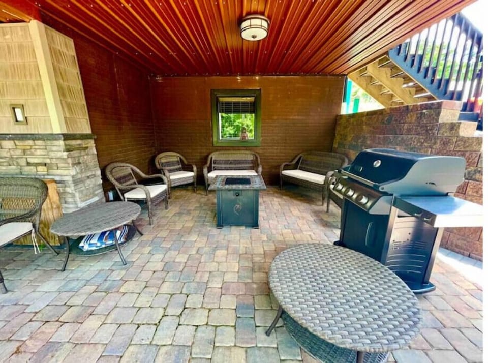 Patio furniture with grill and fire pit