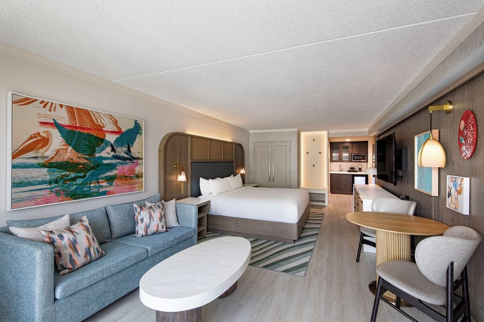 Stretch out with a spacious layout for lounging and recharging.