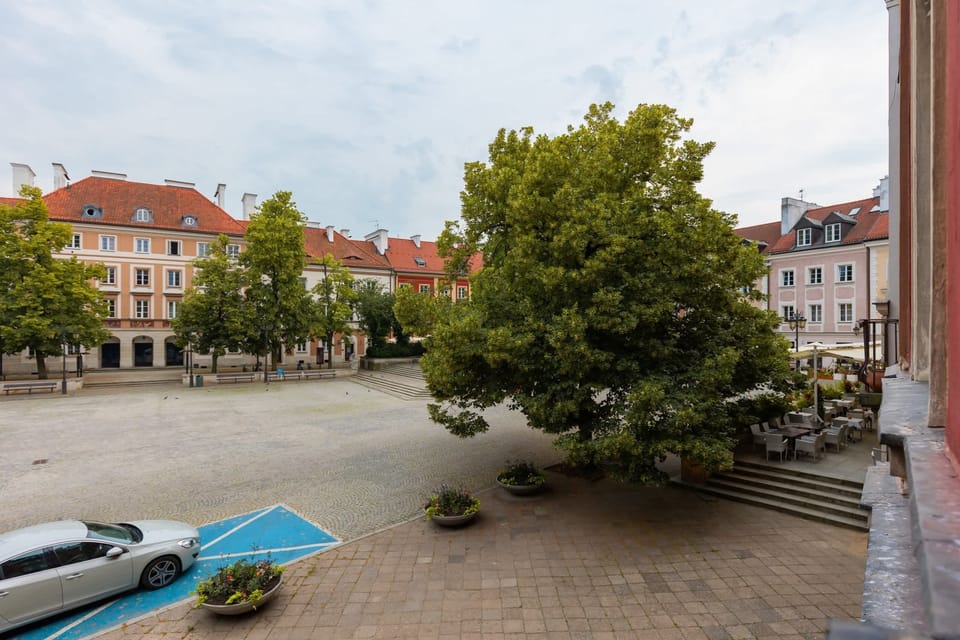 The building's surroundings. 