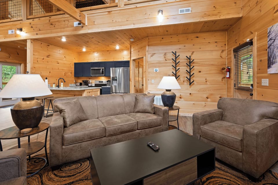 Comfy living room seating with a pull out queen bed sofa for 2!