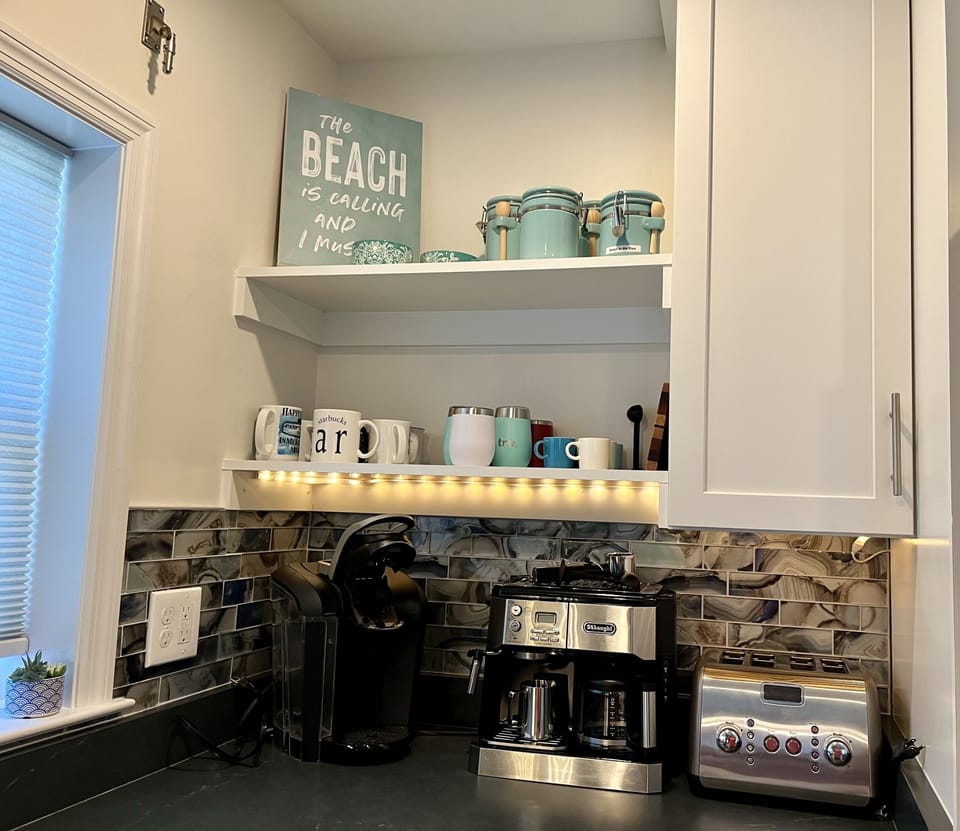 Keurig, drip and expresso coffee options. K- cups provided