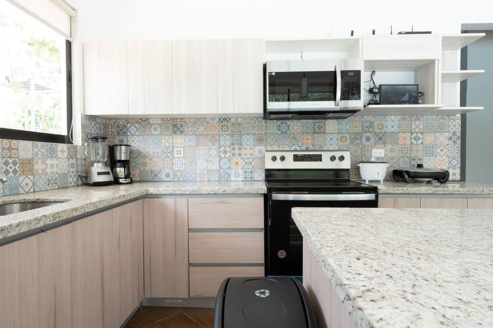 View of our modern kitchen and appliances.
