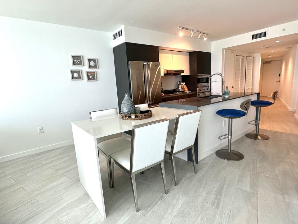 Dining area with plenty of counter space.