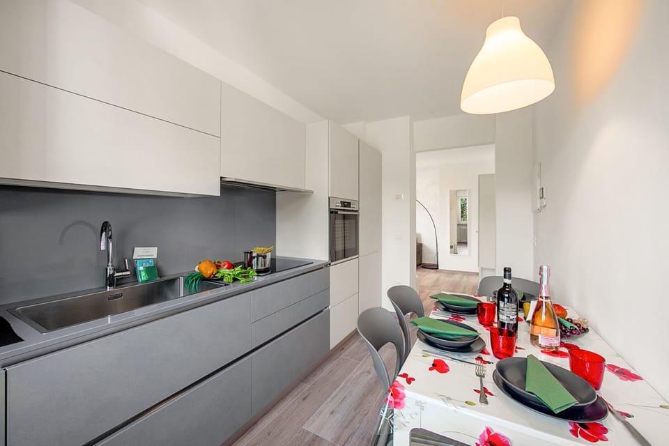 The kitchen with dishwasher and induction hob