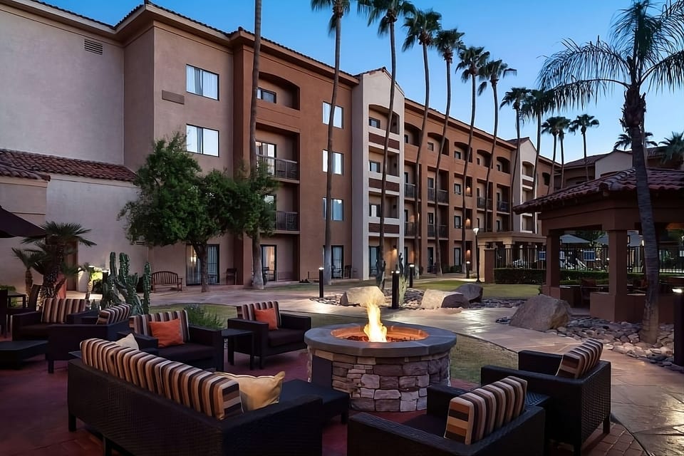 Gather at the glowing firepit for relaxing evening conversations.