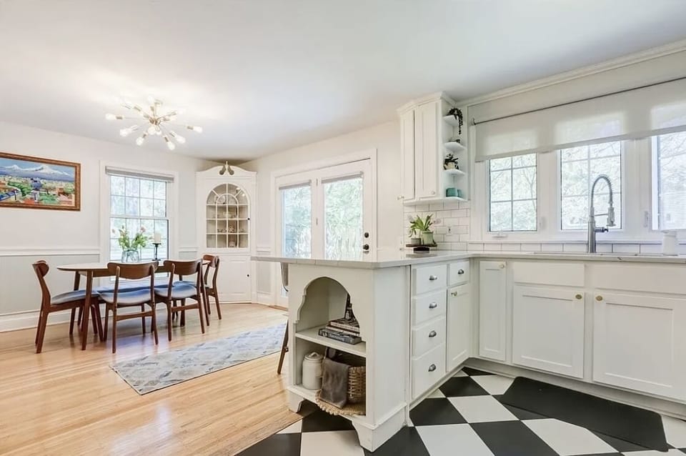 Kitchen looks to the dining area. 