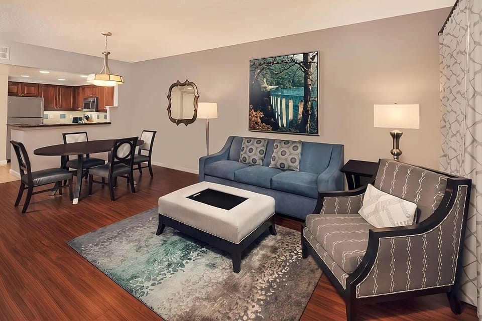 Gather for movie nights in a bright, open living space.
