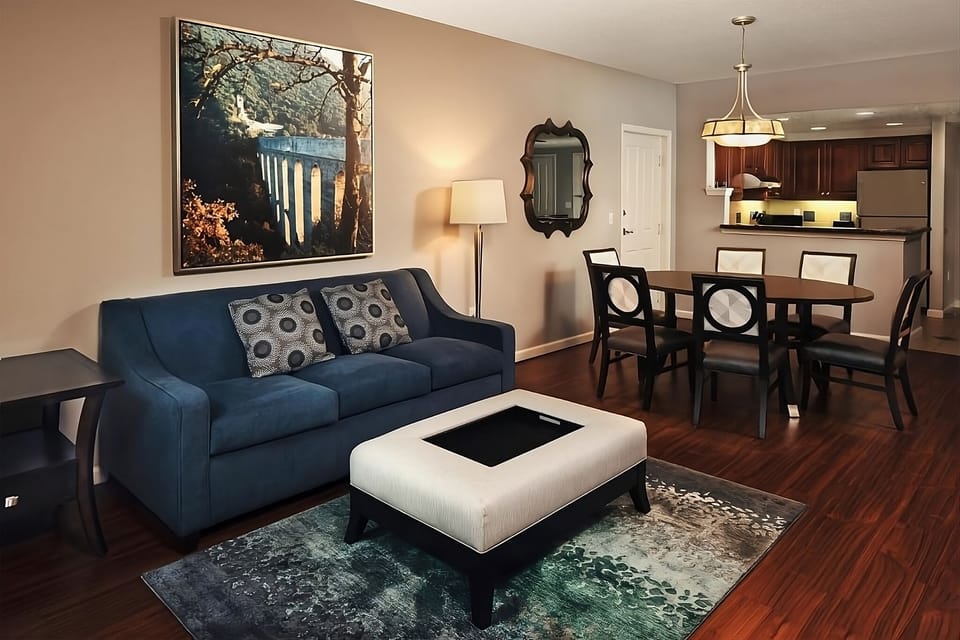Stretch out after adventures in a stylish lounge and dining space.
