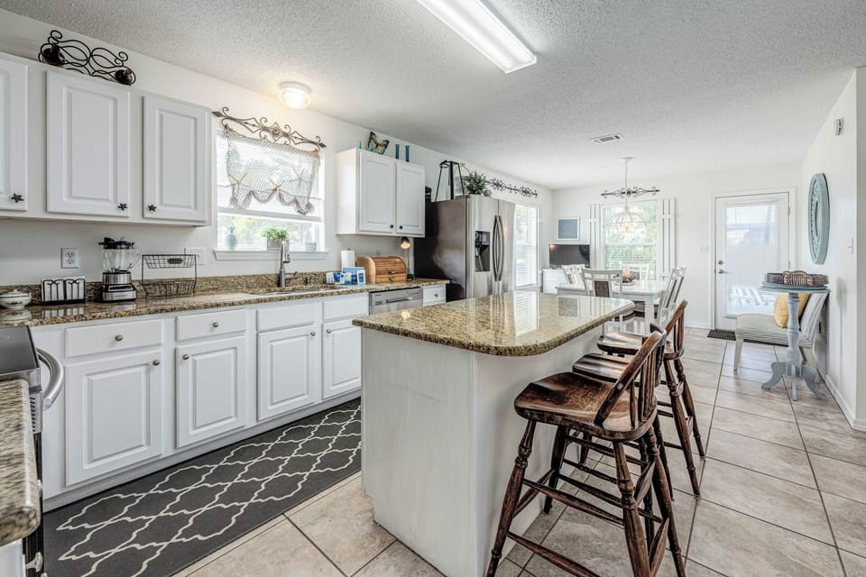 Kitchen bar area with seating