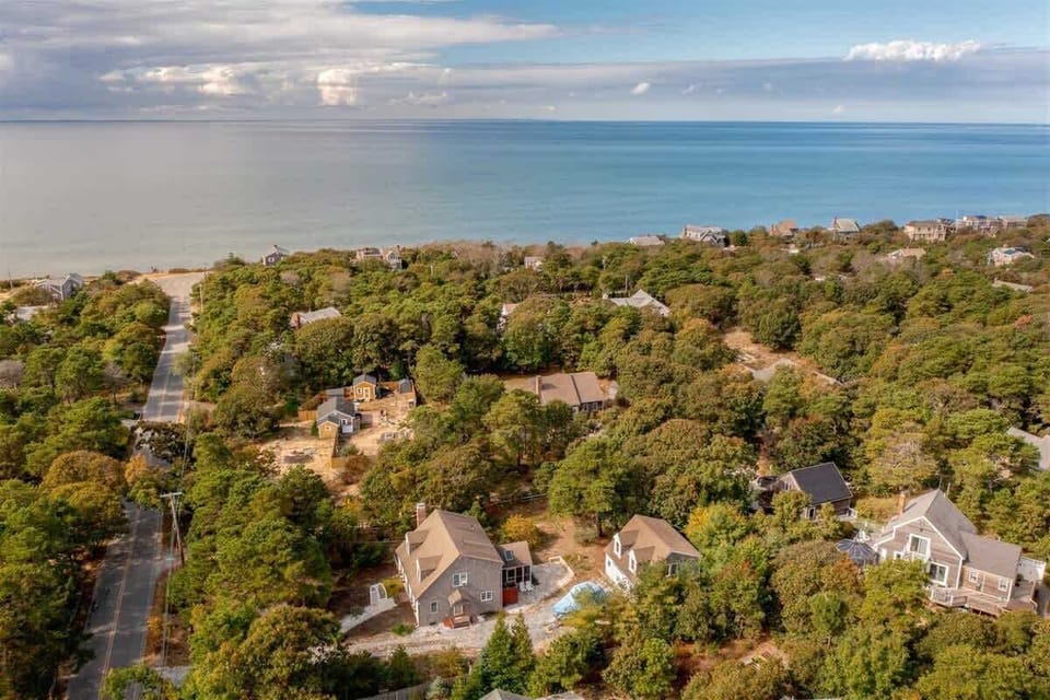 Aerial view showing proximity to the beach