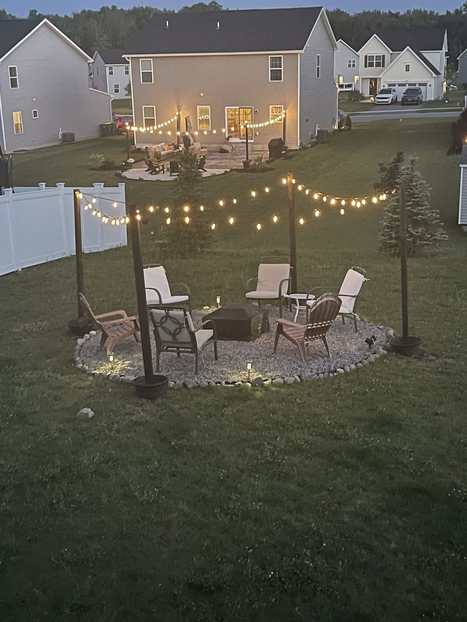 Fire pit with seating for those cozy nights by the fire!!🔥🔥